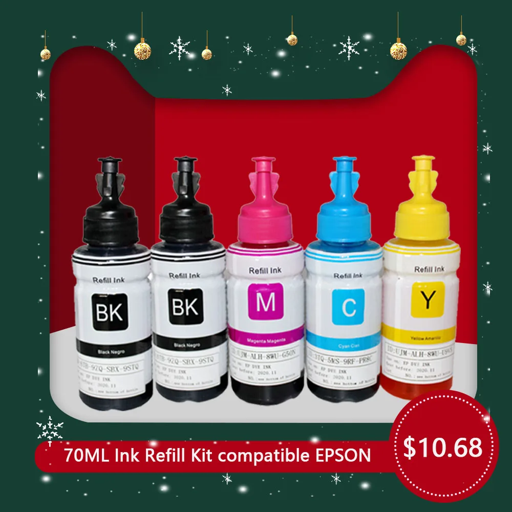 Набор чернил на основе красителя для Epson L100 L110 L120 L132 L210 L222 L300 L312 L355 L350 L362 L366 L550 L555