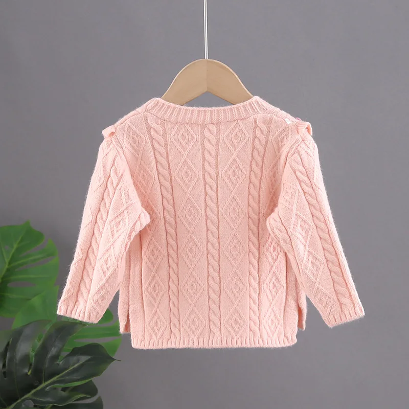 Милая осенняя одежда для маленьких девочек-подростков Вязаный свитер с меховым