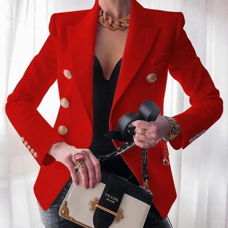 

Long Sleeve Red Blazer for Women Casual Fashion Ofice Lady Business Blazer Top Temperament Black Blazer Women Spring