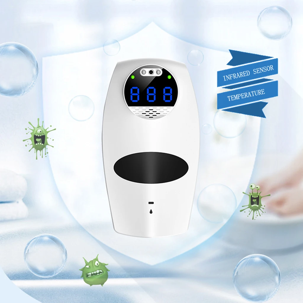 

Automatic Wall Mounted Soap Dispenser with Touchless Body Thermometer for Home School Shop