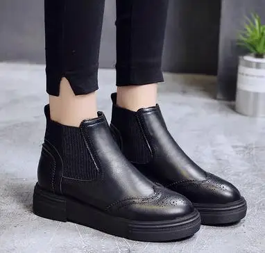 Женские ботильоны весна-осень 2019 модные простые кожаные ботинки без шнуровки на