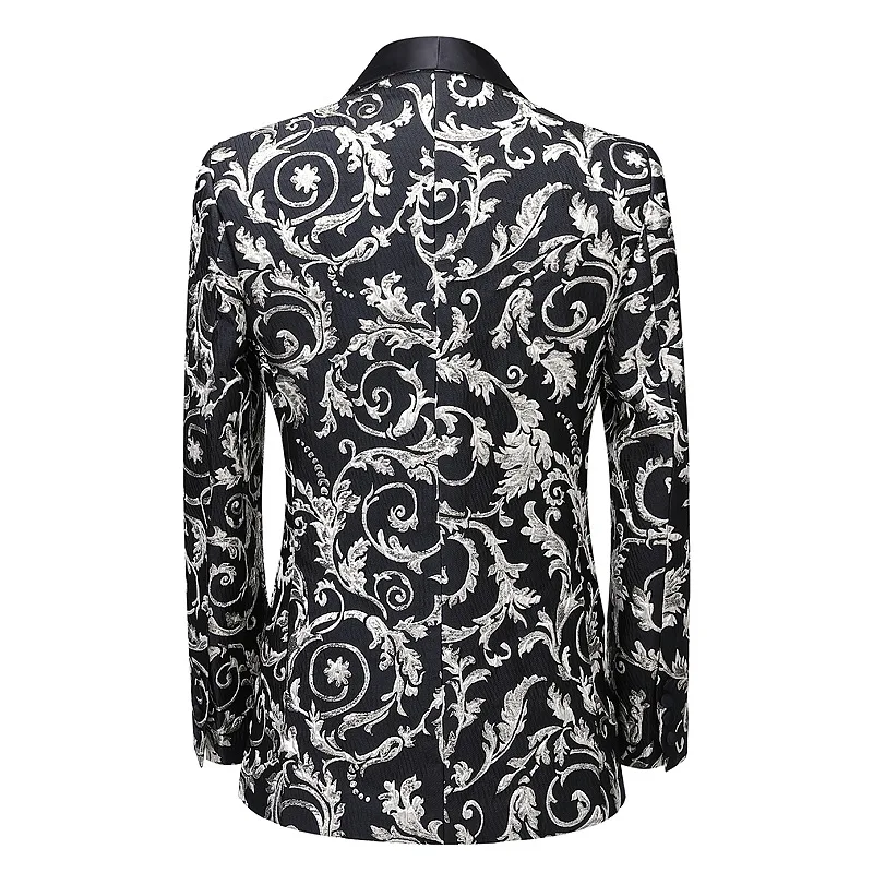 

2020 Men's Print Slim Suit Set Fashion Design 2 Piece Groom Dress Tuxedo Custom Made Suit Party Embroidered Suit Wedding Suit