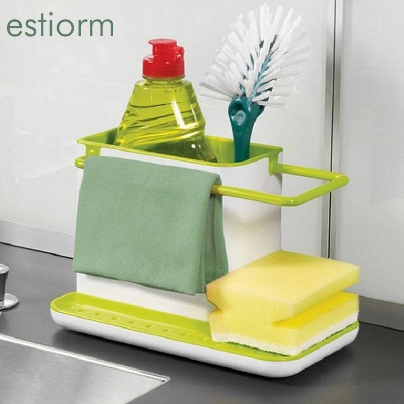 

Creative Kitchen Storage Drain Shelf,kitchen sink Organizer, Combine Towel Sponge Soap Holder/Rack,Kitchen Accessories Organizer