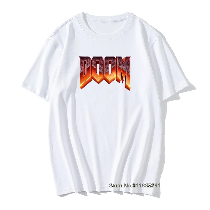 

Дизайнерская мужская футболка Doom Game, футболка из натурального хлопка с коротким рукавом, уникальные мужские футболки в стиле ретро для подр...