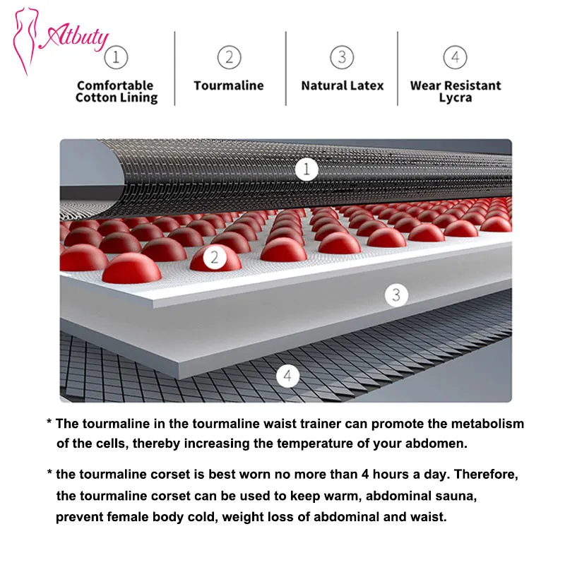 Atbuty турмалиновый корсет для талии короткий торс со стальными костями