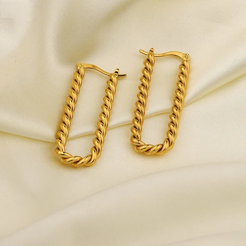 

2021 Fashion metallic gold Twist Earrings Women's simple zinc alloy earrings Earrings birthday girl gift earrings