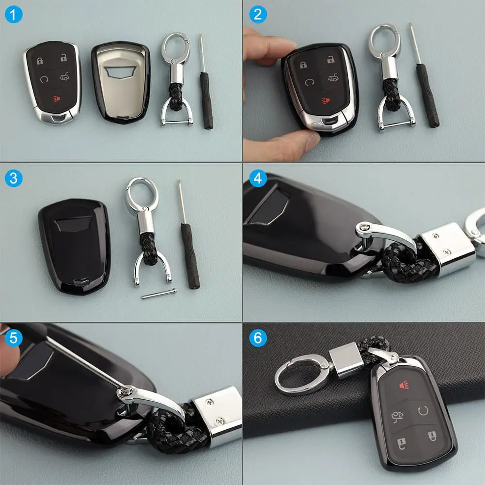 Car Key Shell Remote Control Bag Protective Cover With Chain For Cadillac ATS/ATS-V/CTS/CTS-V/CT6/XTS/XT4/XT5/Escalade | Автомобили и