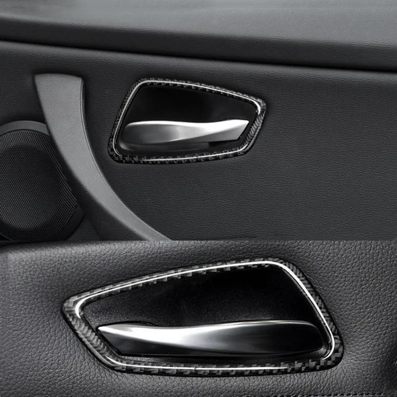 

4pcs/Set Carbon Fiber Car Interior Door Handle Cover Decals And Stickers For BMW E90 E92 E93 3 Series 2005-2012 Car Accessories