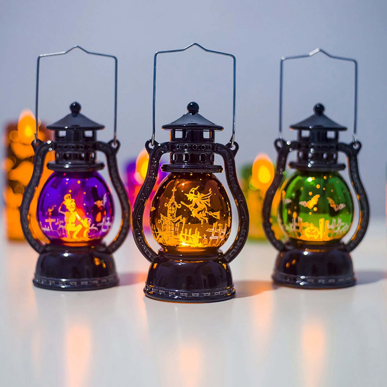 

Halloween Decoration LED Pumpkin Ghost Lantern Lamp Candles Tea Light Glowing Tombstone Light Halloween Home Party Decorations