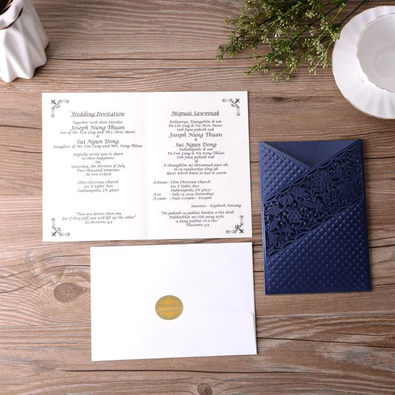 1 шт. синий образец лазерная резка Флора свадебные пригласительные открытки