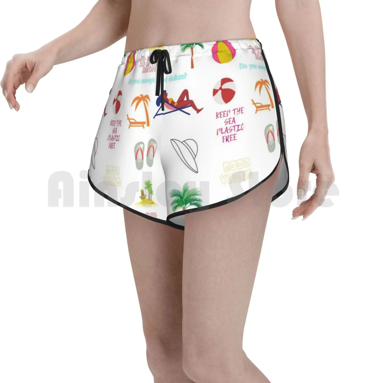 Пляжные гидро фляга наклейки 8 Плавание шорты Для женщин пакет для пляжа Смешные