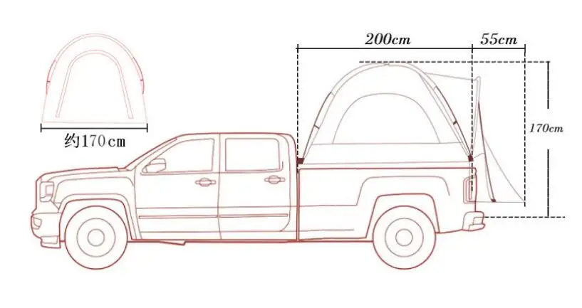 middle size Компактный кемпинговый Кемпер пикап палатка для полноразмерного грузовика - Цвет: middle size