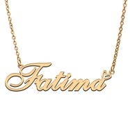 love heart fatima name necklace for women stainless steel gold silver nameplate pendant femme mother child girls gift