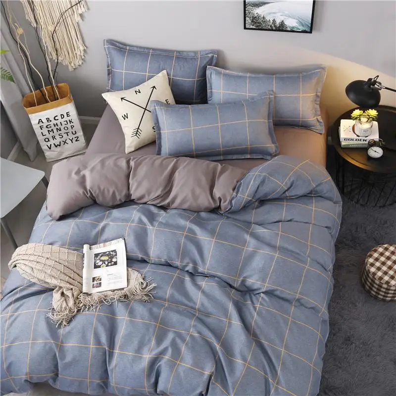 Комплект постельного белья с клетчатым рисунком пододеяльник 3/4 шт. набор