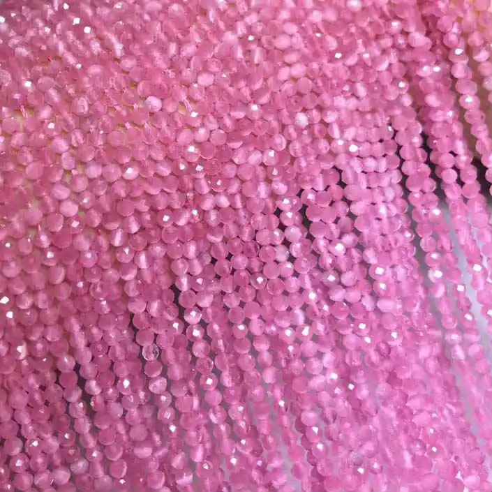 Pink Cat eye Граненые 2 мм бусины из натурального камня розовый кристалл кварца лазурит Агаты драгоценные камни бусины для самостоятельного изготовления ювелирных изделий браслет ожерелье - Цвет: Pink Cat eye
