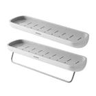 Вешалка для ванной комнаты Ecoco 2 шт., настенный органайзер для шампуня, вешалка для полотенец и без полотенца, серый