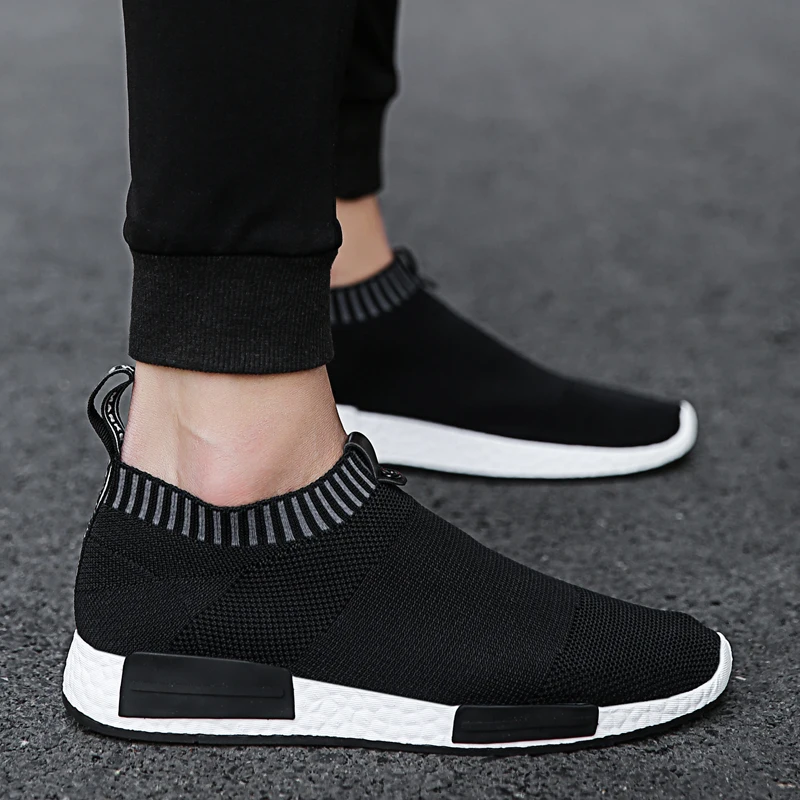 Кроссовки-носки мужские сетчатые повседневные легкие кеды без шнуровки дышащие