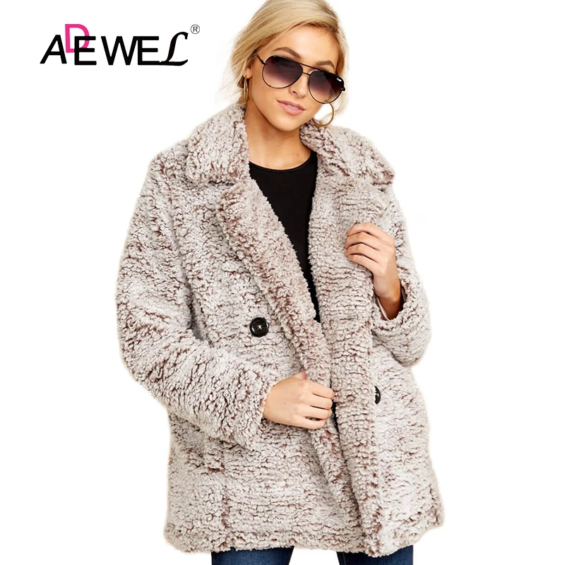LC85280-17 ADEWEL, зимнее пальто для женщин, светильник для ожидания, серый, коричневый, Wubby, легкое пальто, Mujer Invierno,, длинное кашемировое, Casaco, винтажное - Цвет: LC85280-17