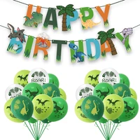 dinosaur theme party decoration dinosaur latex balloon flag set birthday letter banner cartoon animals