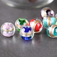 12mm round shape foil lampwork glass loose beads for diy crafts jewelry making findings