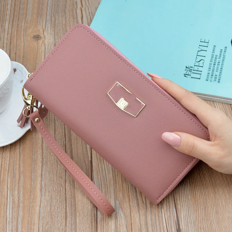 DarkPink Женские кошельки с кисточками, длинный клатч, кошелек, большая вместительность, кошельки, Женский кошелек, женские кошельки, телефон, Карманный держатель для карт, Cartera Mujer - Цвет: DarkPink