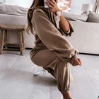 Спортивный костюм женский, теплый, Толстовка и штаны, женские костюмы, Модный комплект из двух предметов
