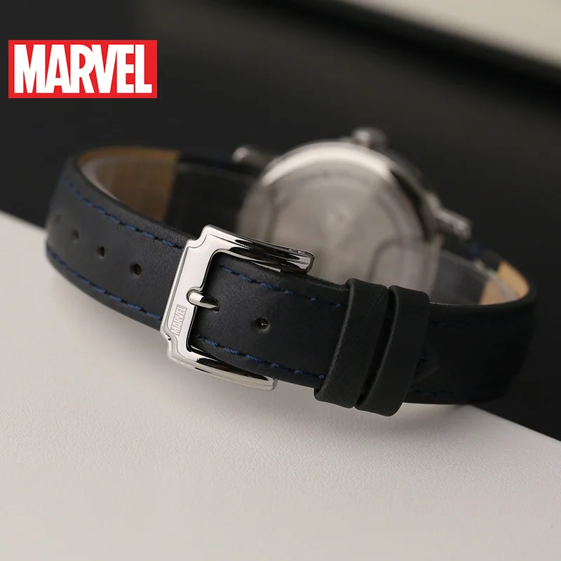 Женские Водонепроницаемые кварцевые часы Marvel с кожаным ремешком изображением