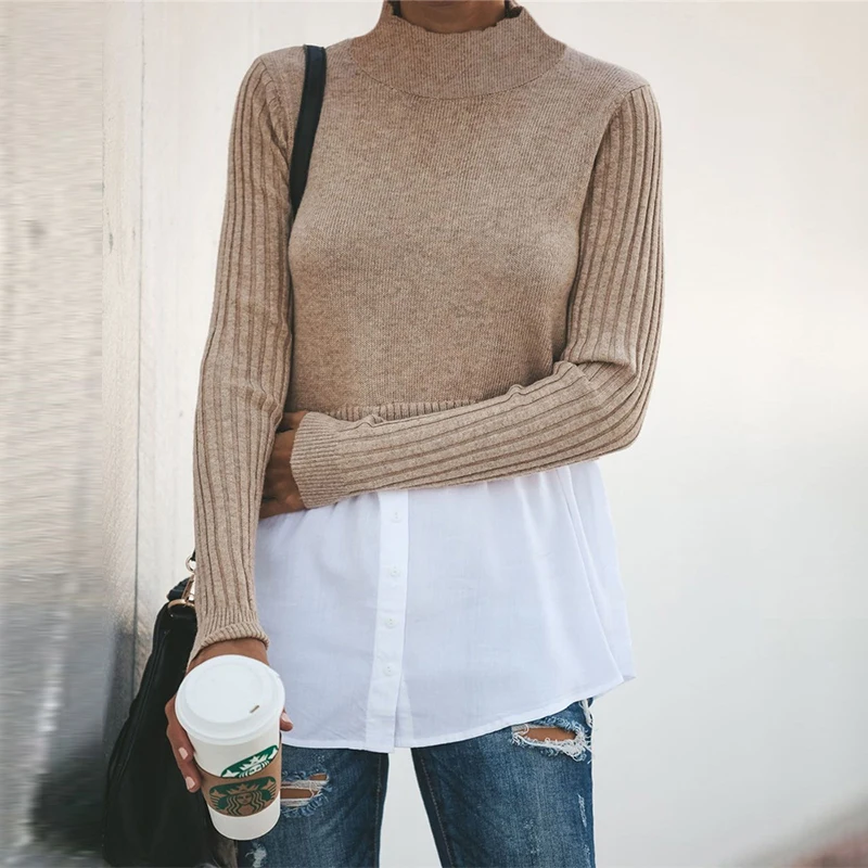 

2019 Long Sleeve Female Slim Thin Ladies Tops Knitted Sweater Turtleneck Women Winter Autumn Women's Pullovers Pull Femme Hiver