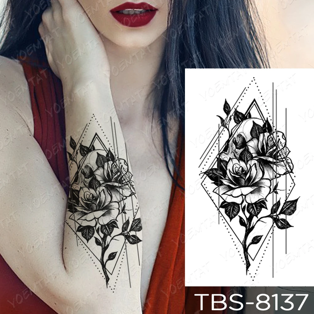 

Waterproof Temporary Tattoo Sticker Chest Lace Henna Mandala Flash Tattoos Wolf Diamond Flower Body Art Arm Fake Tatoo Women Men