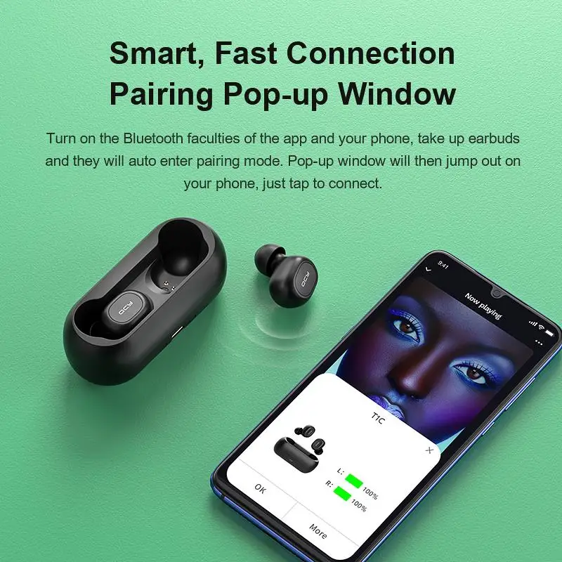2020 Новинка QCY T1C Мини Bluetooth наушники с переключателем master slave микрофоном