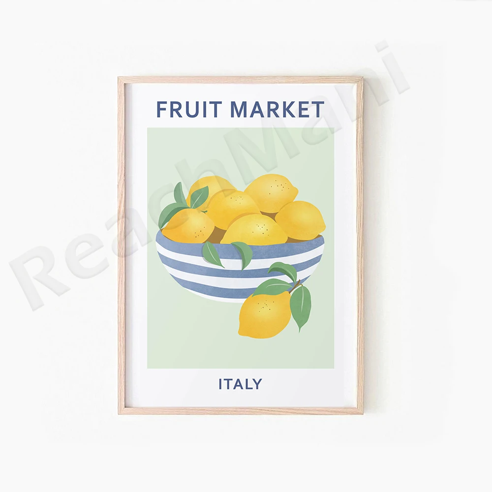 Печать на рынке фруктов цифровое скачивание постеры персика лимона апельсина