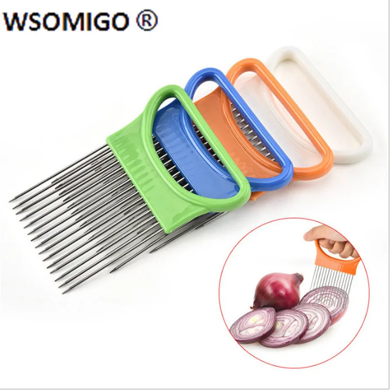 1pcs Kitchen Accessories Stainless Steel Onion Slicer Onion Needle Kitchen Gadgets Onion Fork Fruit Insert Kitchen Appliances-S