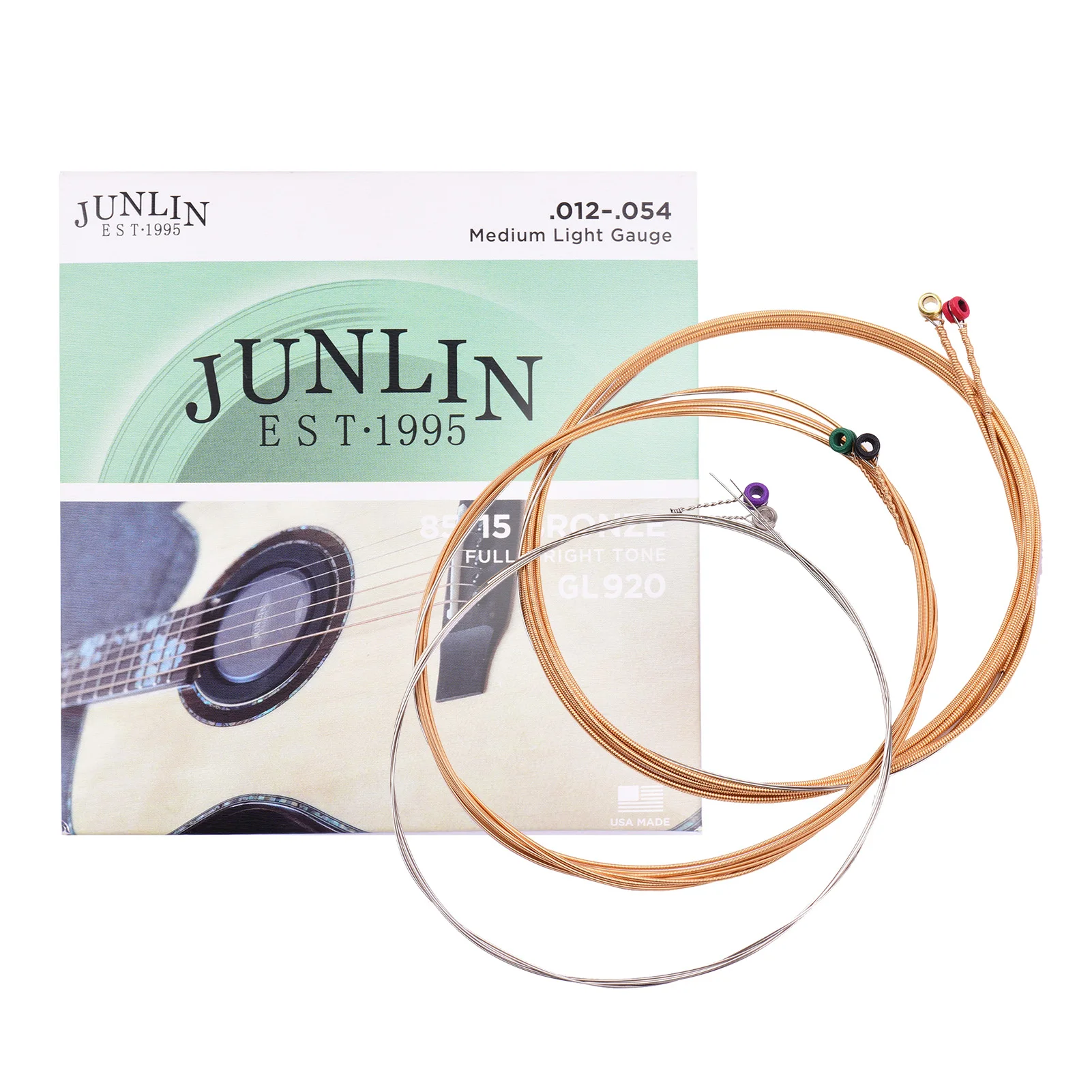 

Acoustic Guitar Strings 85/15 Bronze Corrosion Resistant 6 Strings Set Medium Light Gauge (.012-.054) for Guitar Accessories