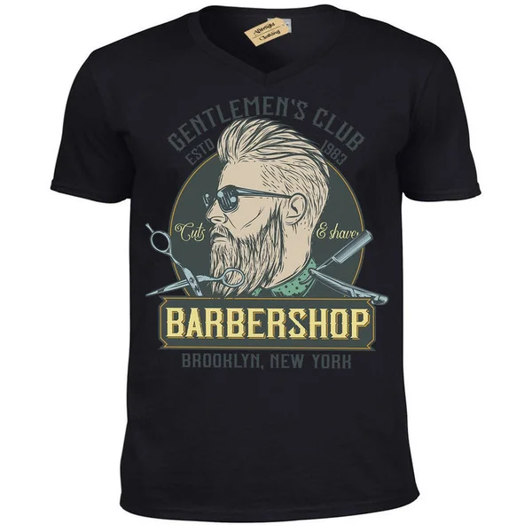 

Классическая мужская футболка с V-образным вырезом для парикмахерской