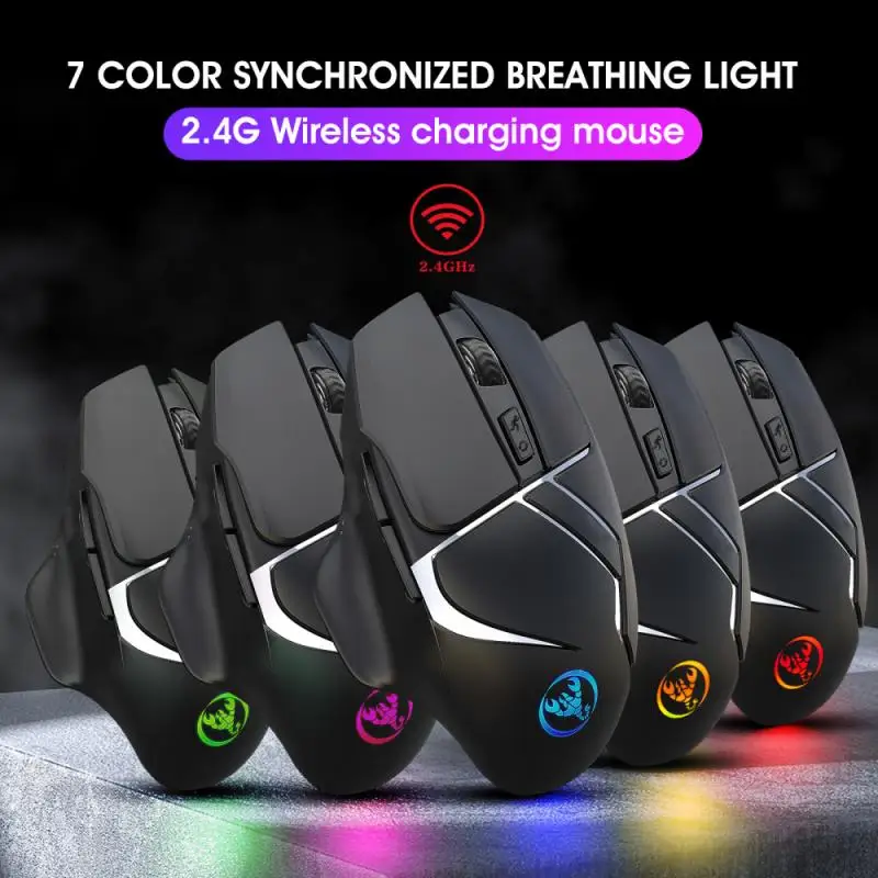 

Ergonomic T60 Wireless Mouse Rechargeable Colorful Glowing 2.4G Gaming Mouse Suitable For Gaming Office Mouse Peripherals