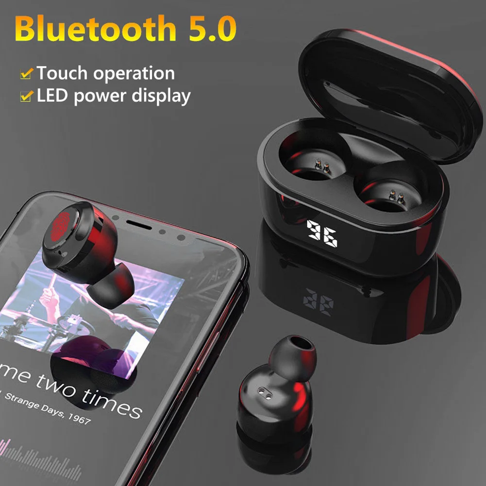 

TWS Wireless bluetooth5.0 Mini Earbuds Earphone Waterproof HiFi Stereo In-ear Gaming Headset with Digital Charge Box Headphone