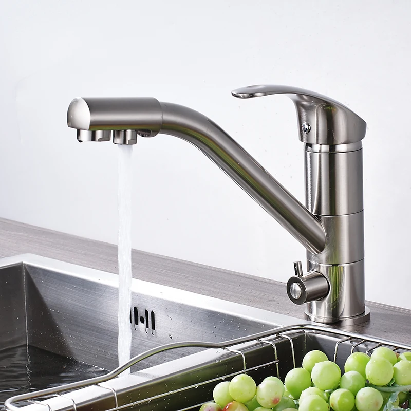 Onyzpily Kitchen Sink Faucet Pure Water Cold and Hot Dishwasher 3 Water Outlet Ways Sink Faucet Washer Household torneira de co