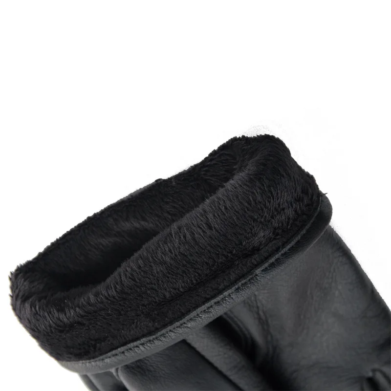 

Brand winter cowhide leather gloves. Men's winter warmth plus cashmere finger gloves men's motorcycle leather gloves