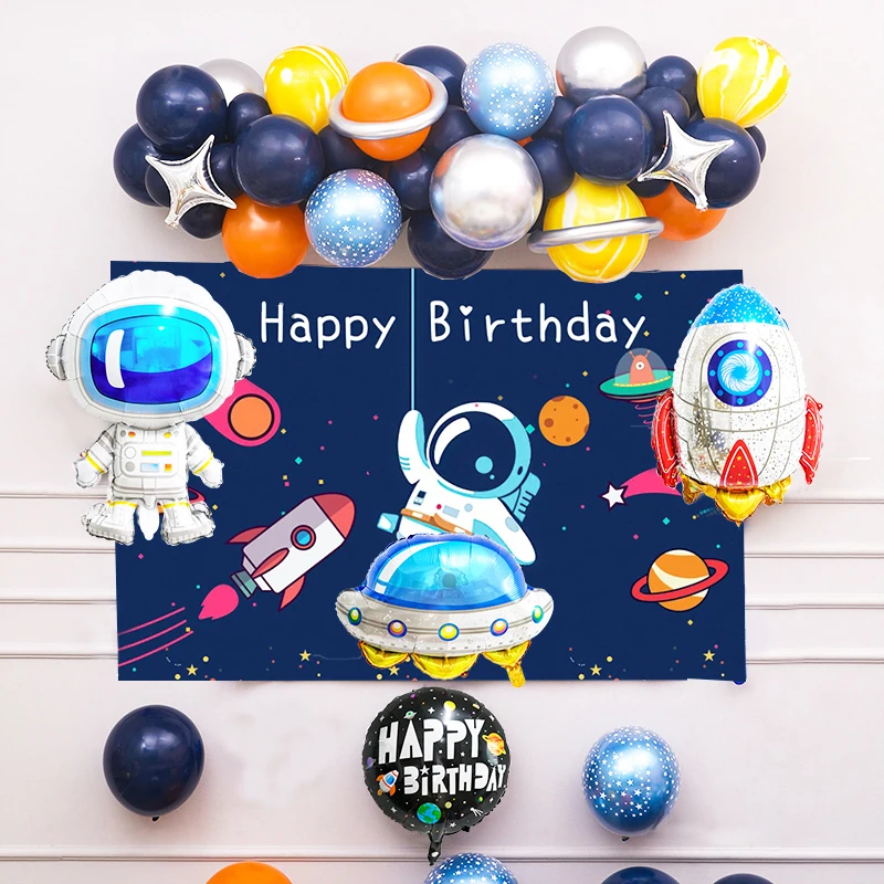 

62pcs Outer Space Astronaut Balloon Universe Space Planets UFO Rocket Balloons Garland Arch Kit Boy Birthday Party Decorations