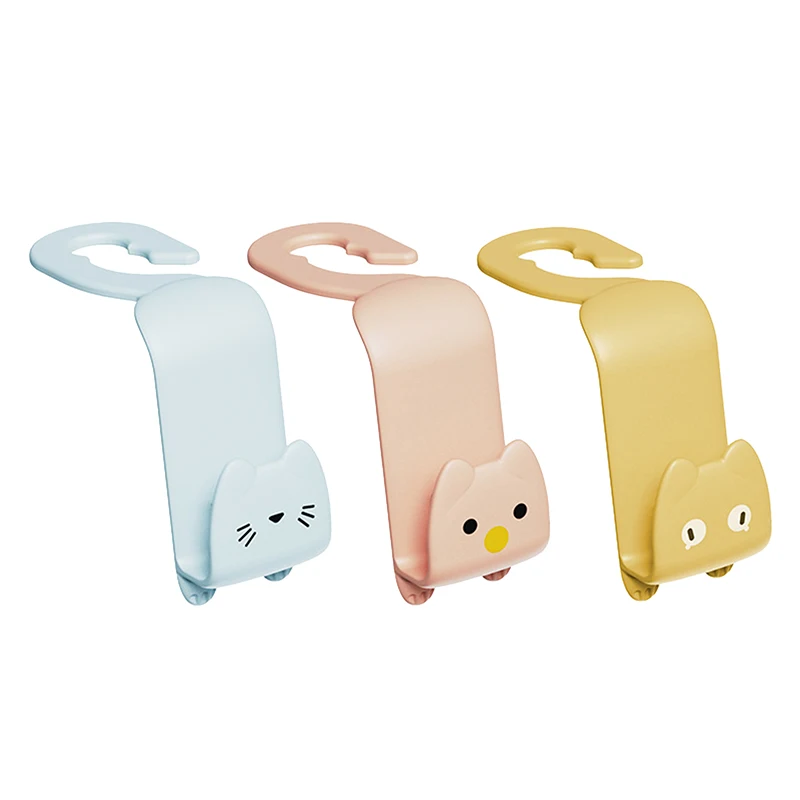 

2Pcs Plastic Car Hooks Cute Cartoon Auto Seat Back Storage Hook Seat Rear Interior Organizer Hangers Car Inside Accessories