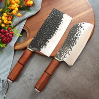 high hardness chef knives hammered wood handle household kitchen knife chinese meat cleaver forged slicing knife