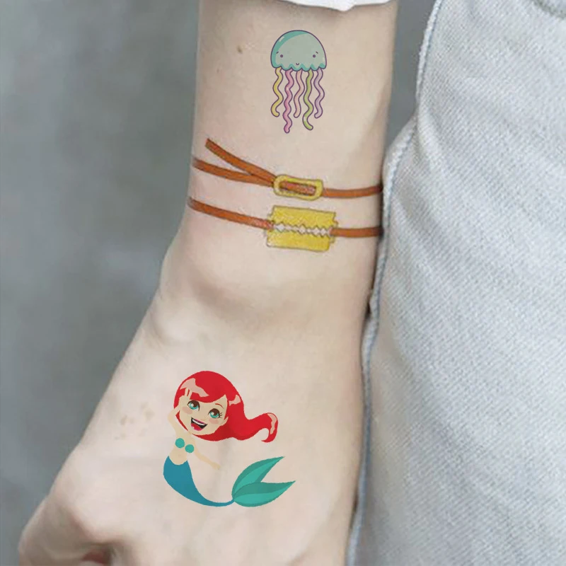 4PCS Birthday Decor Temporary Tattoo Sticker Happy Favors Kids Party Decorations Mermaid Pattern | Дом и сад