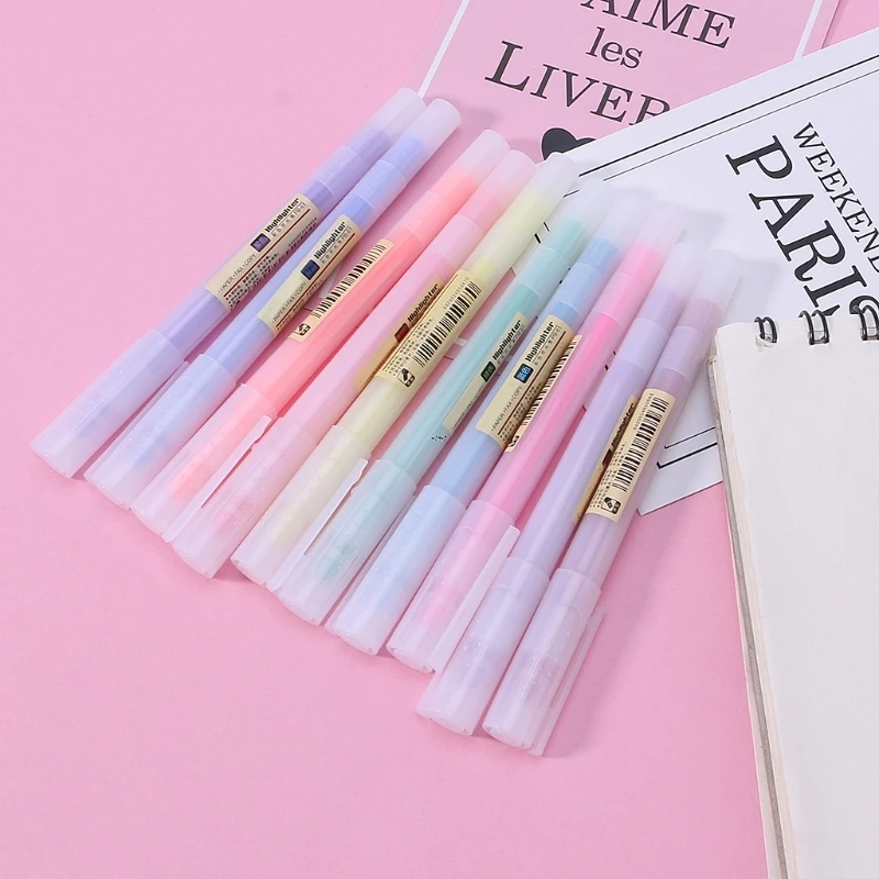 

10Pcs Fluorescent Pen Mild Liner Highlighters Color Marker Pen School Supplies