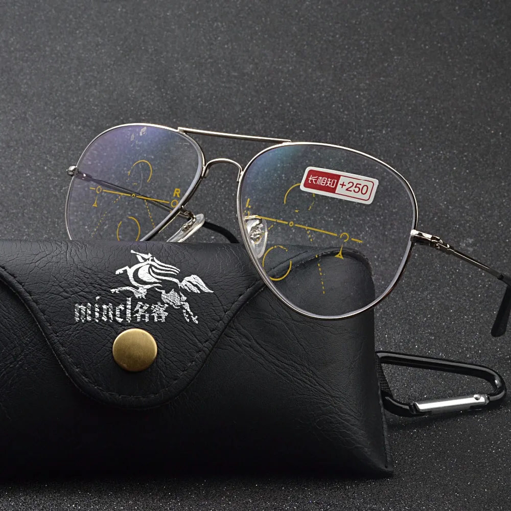 Прогрессивные многофокальные очки для чтения мужские Брендовые с оправой из