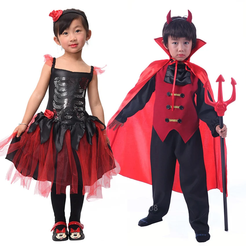 Детский костюм для косплея на Хэллоуин страшный призрак вампира нарядное платье