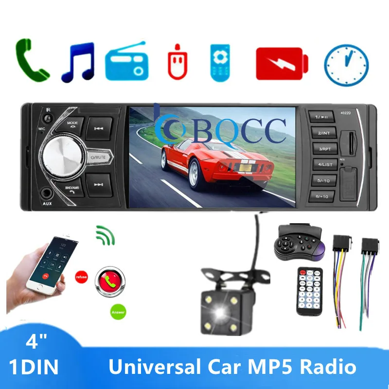 

4,1 "Автомагнитола, радио, MP3, Bluetooth, Автомобильный USB, SD AUX, 1DIN, ISO, автомобильное радио, RC + CAM