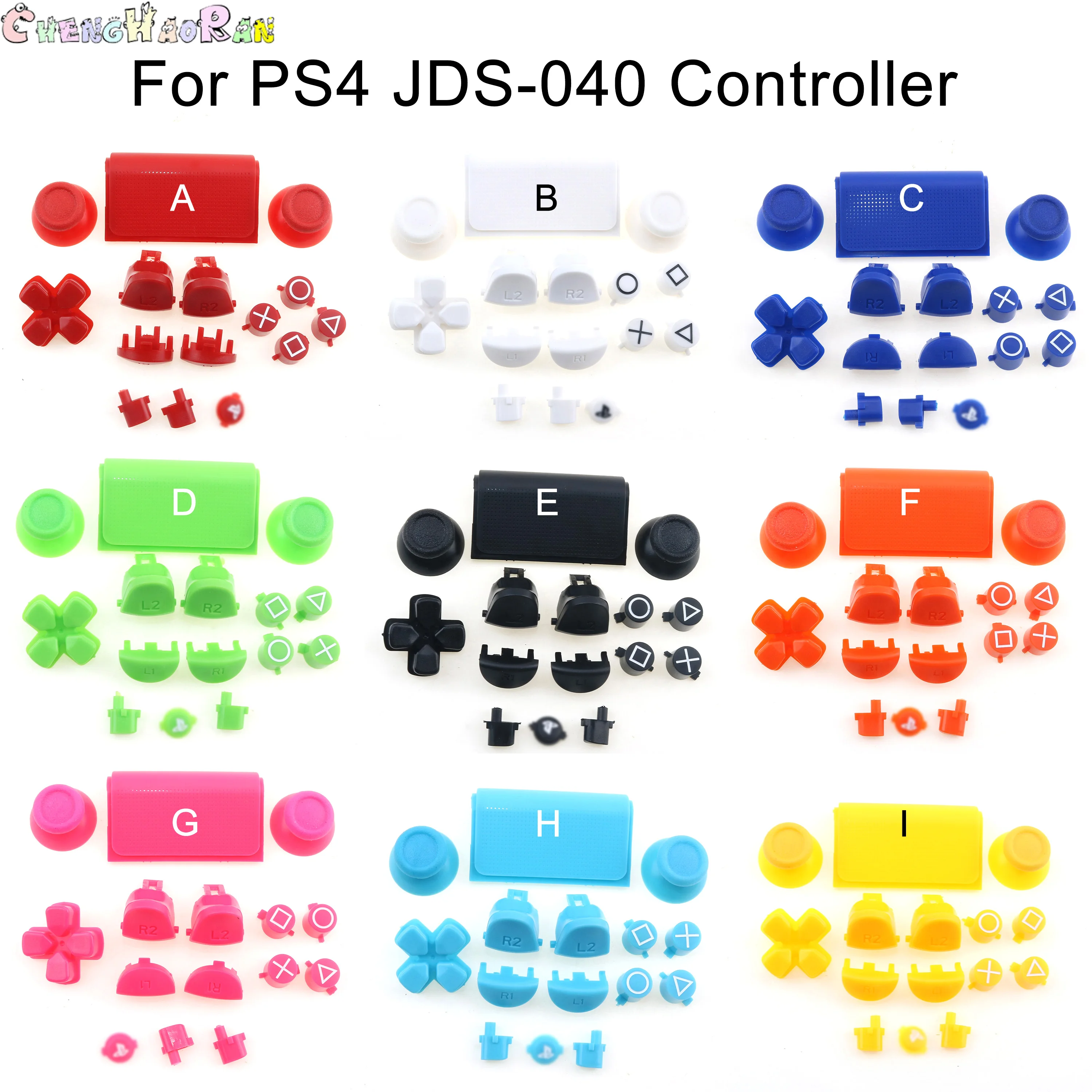 

1set 18colors Full Set Joysticks D-pad R1 L1 R2 L2 Direction Key AB XY Buttons For Sony PS4 Pro JDS 040 JDM 040 Controllers