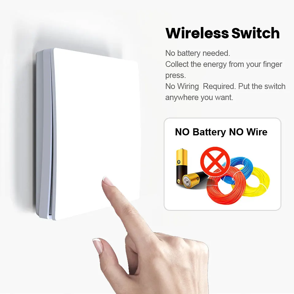 Настенный выключатель AVATTO Tuya без аккумулятора провода с Wi-Fi RF433 беспроводной