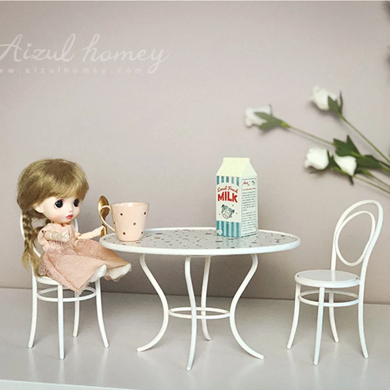 Ретро садовый стол и стул Aizulhomey для куклы, кукольная мебель 1/12 BJD Blyth LOL OB11 Аксессуары Детская кухня игрушки подарок