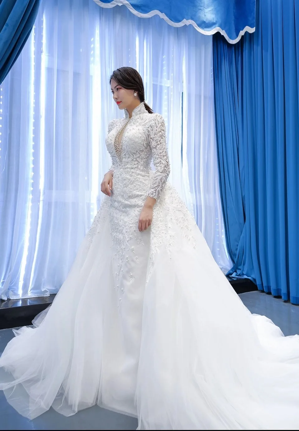 

Vestido De Noiva Mermaid Wedding Dress 2021 Long Sleeve Lace Sheer V Neck Backless Sexy Bridal Dress Fashion Robe De Mariee